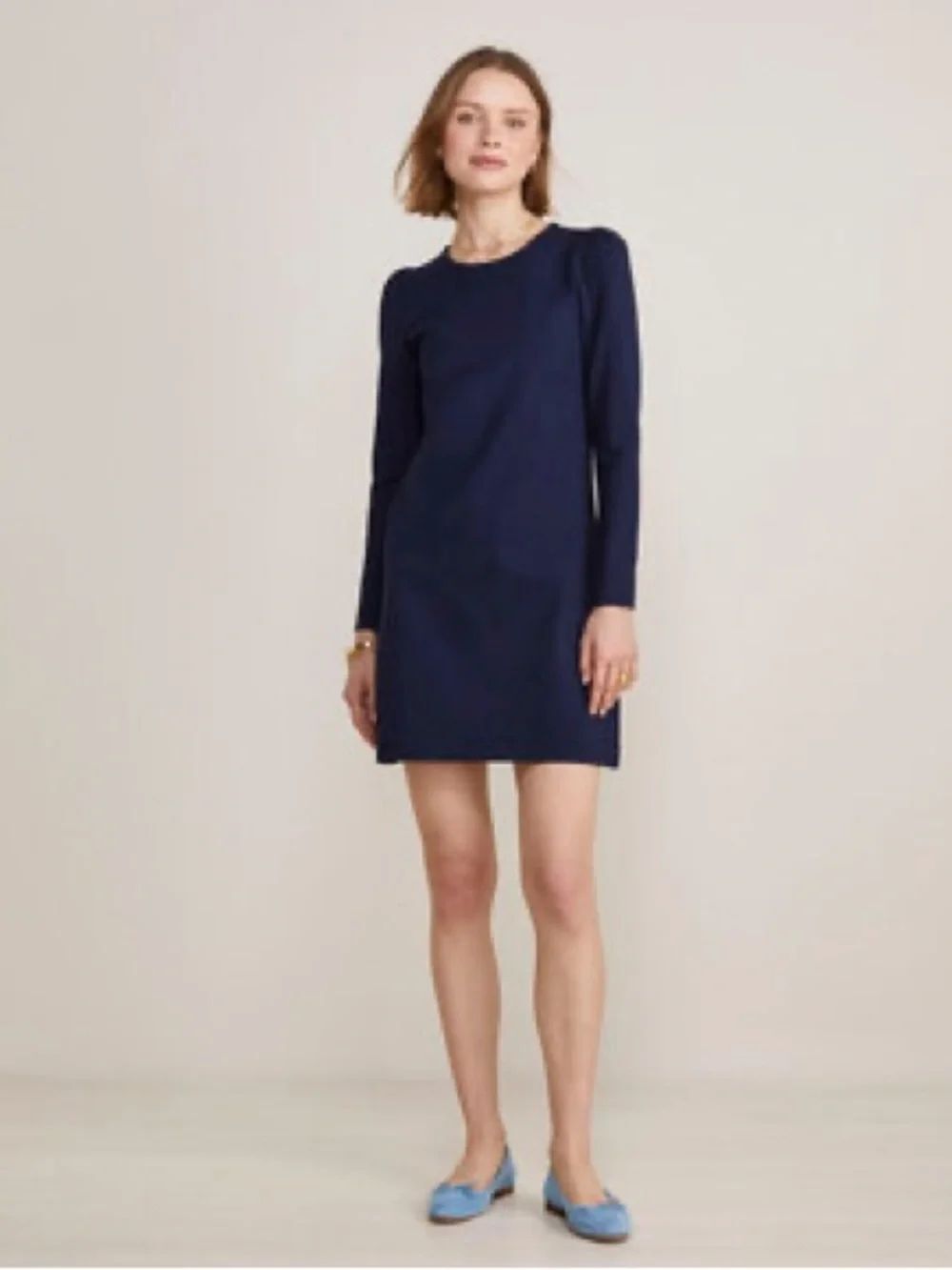 Women's Ponte Puff Sleeve Dress In Nautical Navy